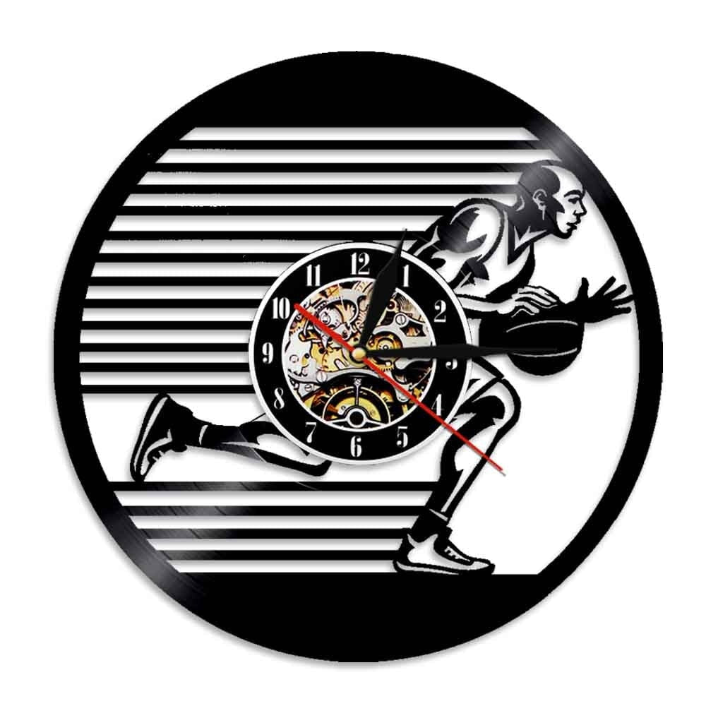 Horloge Murale Design | Joueur de Basket | Designix - Horloge murales Sans LED   - https://designix.fr/
