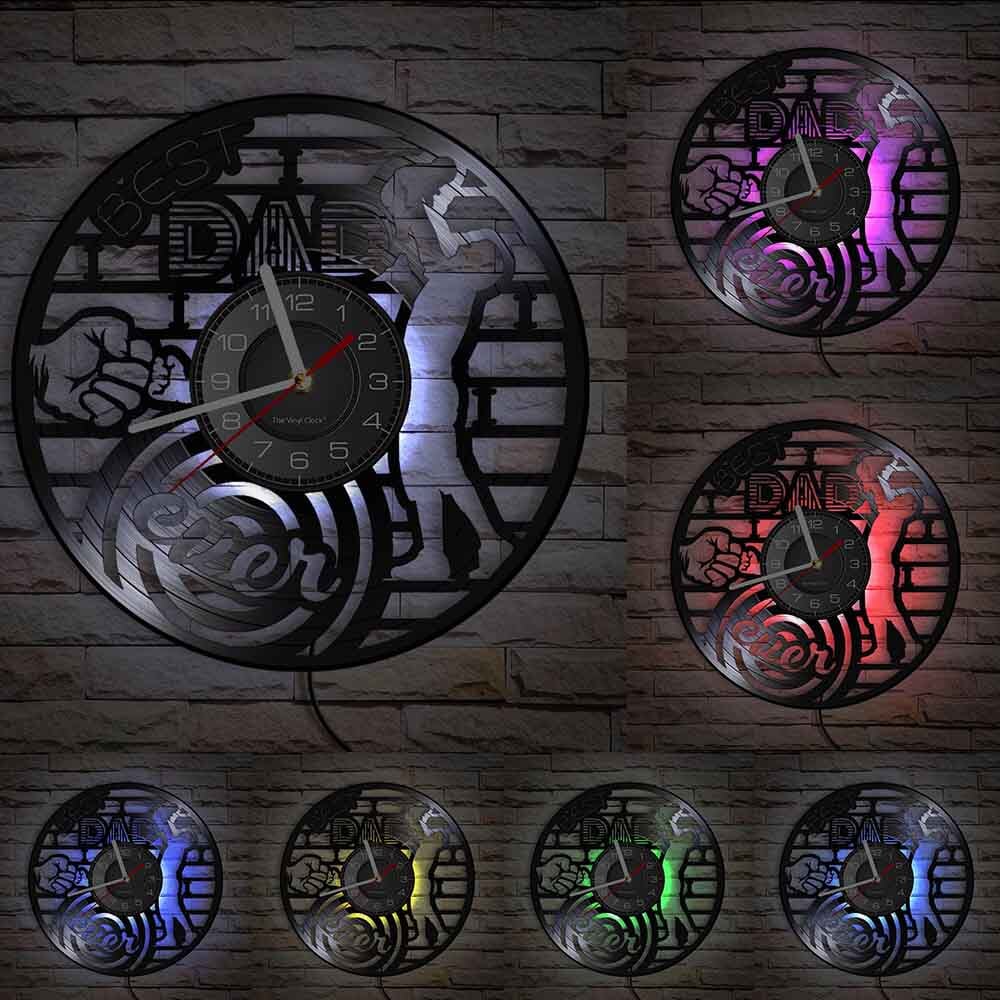 Horloge murale design | Le Meilleur papa | Designix - Horloge murales Avec LED 30 cm  - https://designix.fr/