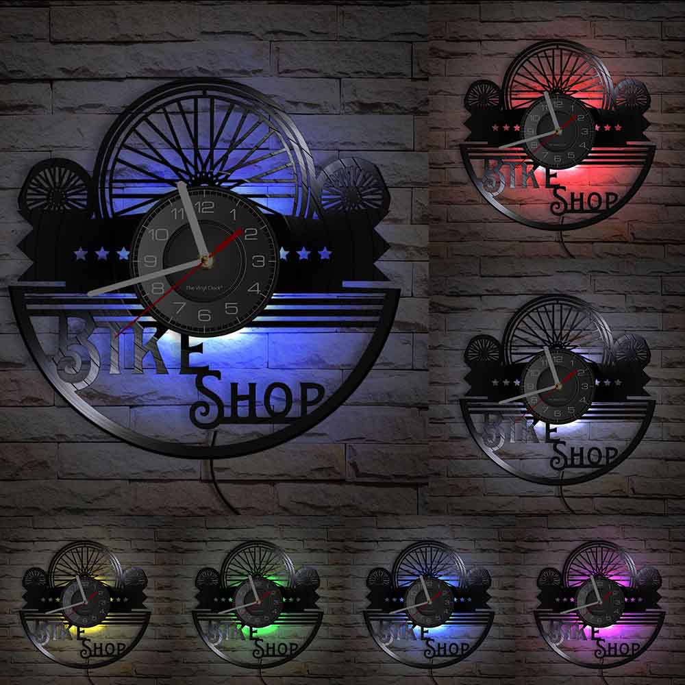 Horloge murale design | Magasin de vélos | Designix - Horloge murales Avec LED 30 cm  - https://designix.fr/
