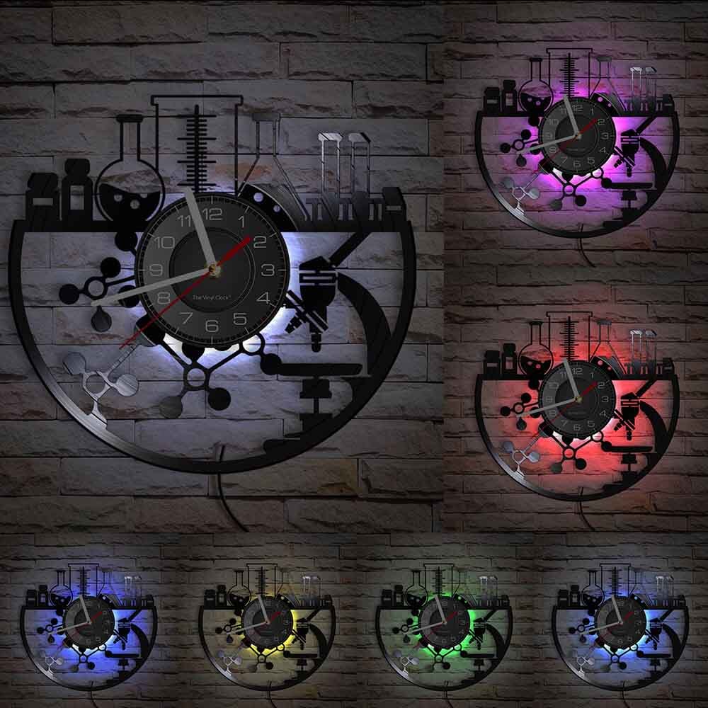 Horloge Murale Design | Matériels de chimie | Designix - Horloge murales Avec LED 30 cm  - https://designix.fr/