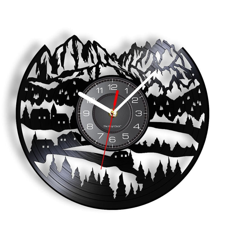 Horloge murale design | Montagne des Alpes | Designix - Horloge murales Sans LED 30 cm  - https://designix.fr/