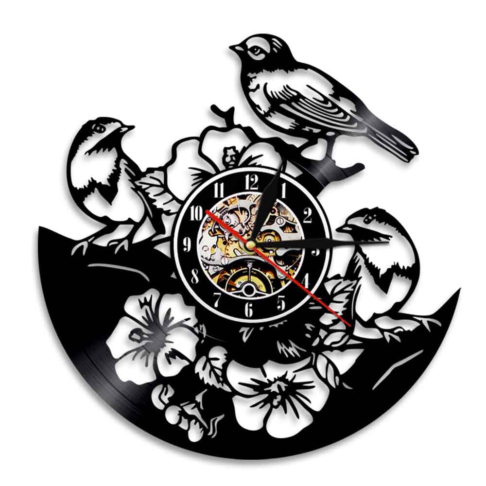 Horloge murale design | Oiseau et Fleurs tropical | Designix - Horloge murales Sans LED   - https://designix.fr/