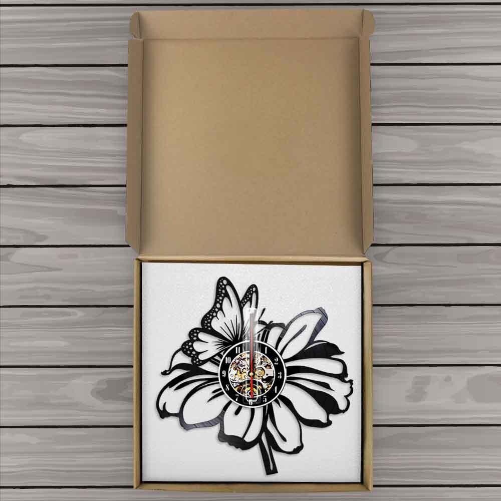 Horloge Murale Design | Papillon sur fleur | Designix - Horloge murales    - https://designix.fr/