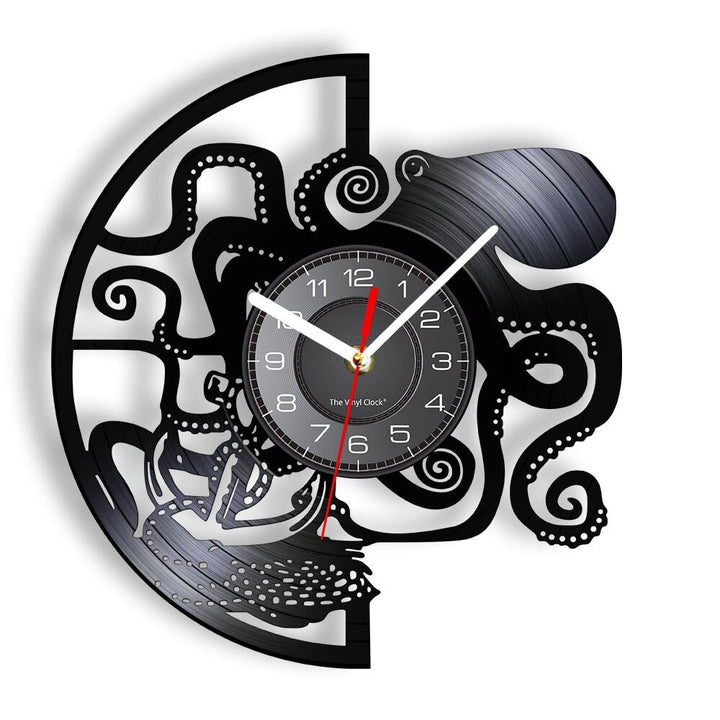 Horloge murale design | Pieuvre noire | Designix - Horloge murales Sans LED 30 cm  - https://designix.fr/