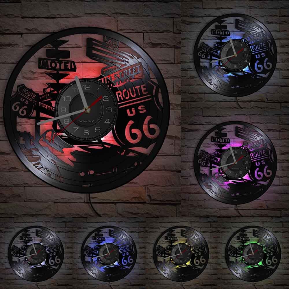 Horloge murale design | Route 66 | Designix - Horloge murales Avec LED 30 cm  - https://designix.fr/