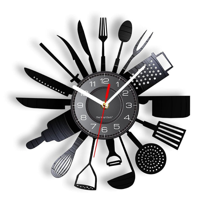 Horloge Murale Design | Ustensiles de cuisine | Designix - Horloge murales Sans LED 30 cm  - https://designix.fr/