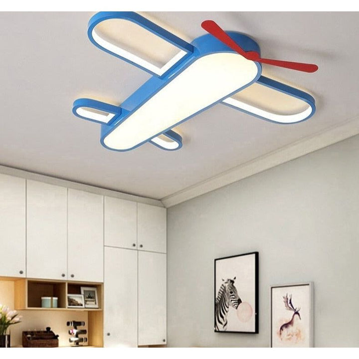 Lampe Avion Ciel Bleu | Biro - Designix Plafonnier D50x6cm | 24w Blanc Froid (6000K à 6500K)