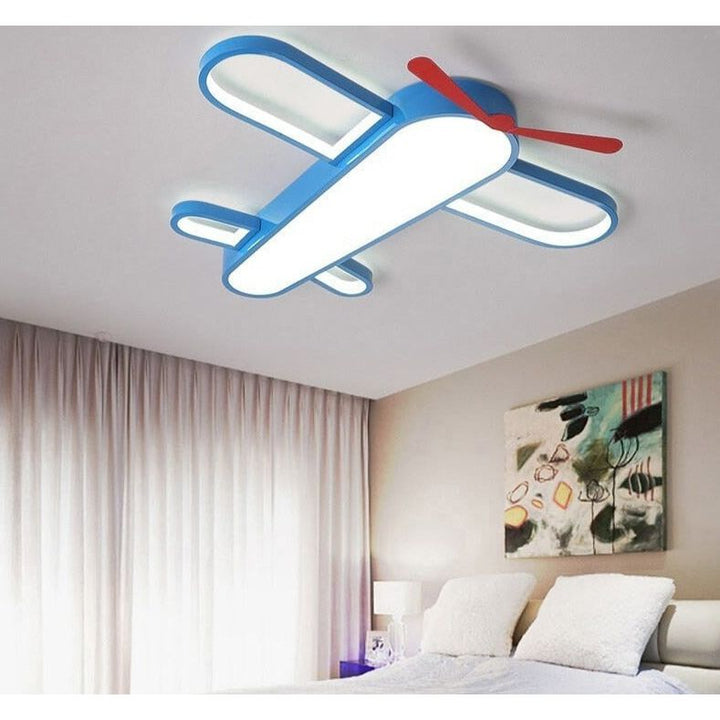 Lampe Avion Ciel Bleu | Biro - Designix Plafonnier D50x6cm | 24w Blanc Froid (6000K à 6500K)