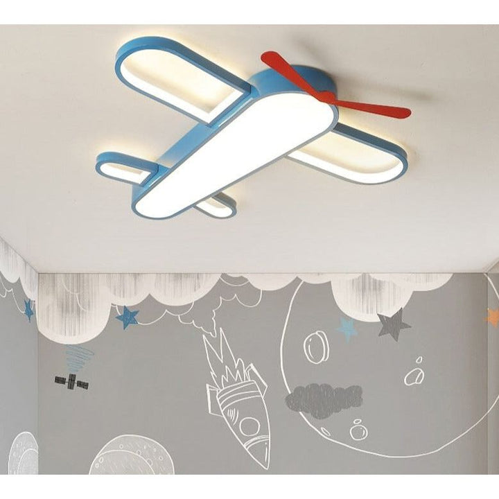 Lampe Avion Ciel Bleu | Biro - Designix Plafonnier D50x6cm | 24w Blanc Froid (6000K à 6500K)