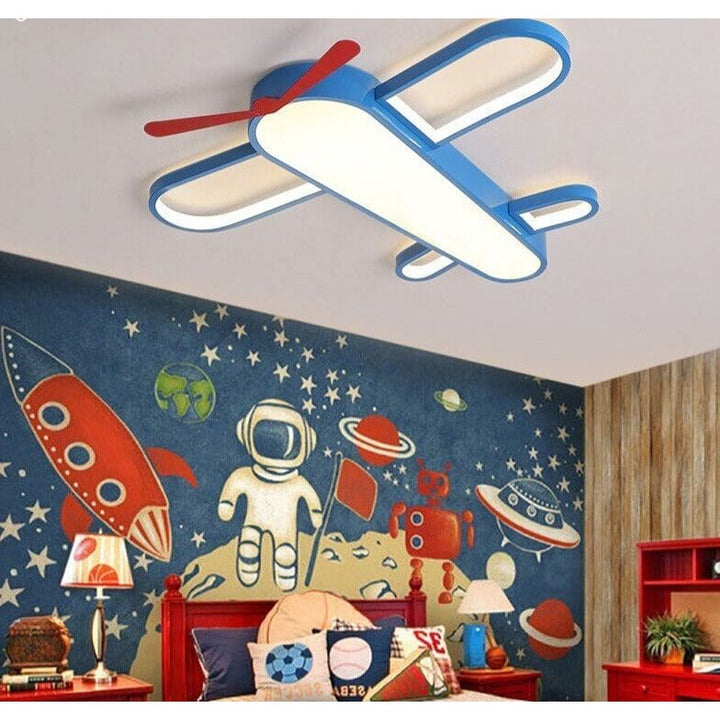 Lampe Avion Ciel Bleu | Biro - Designix Plafonnier D50x6cm | 24w Blanc Froid (6000K à 6500K)