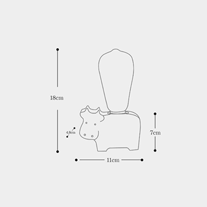 Lampe de Chevet Animaux | Lueur Créative | Designix - Lampe de chevet Vache | 18 x 11 cm   - https://designix.fr/