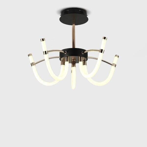 Lustre Salon Moderne | Magnificence Luminelle - Designix Lustre Or | 5 Branches