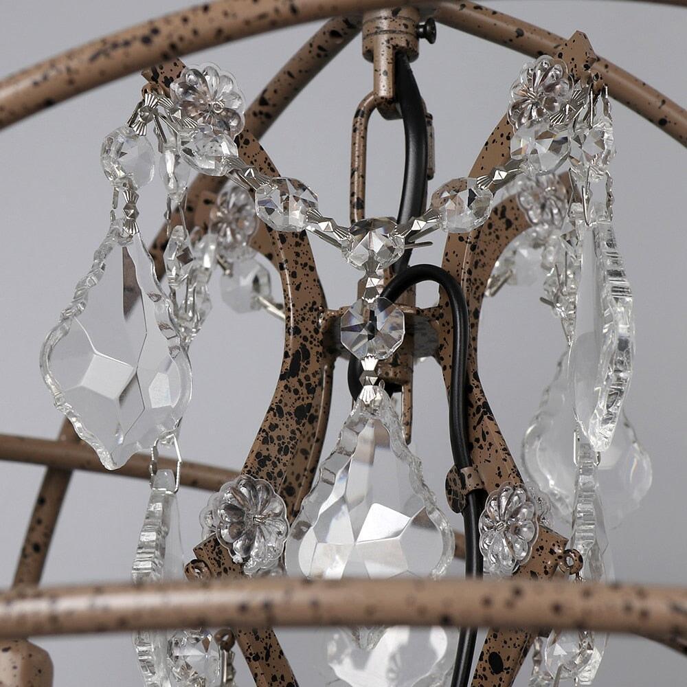 Lustre Vintage Année 70 | Sphère Éclairée - Designix Lustre 4 Lumières