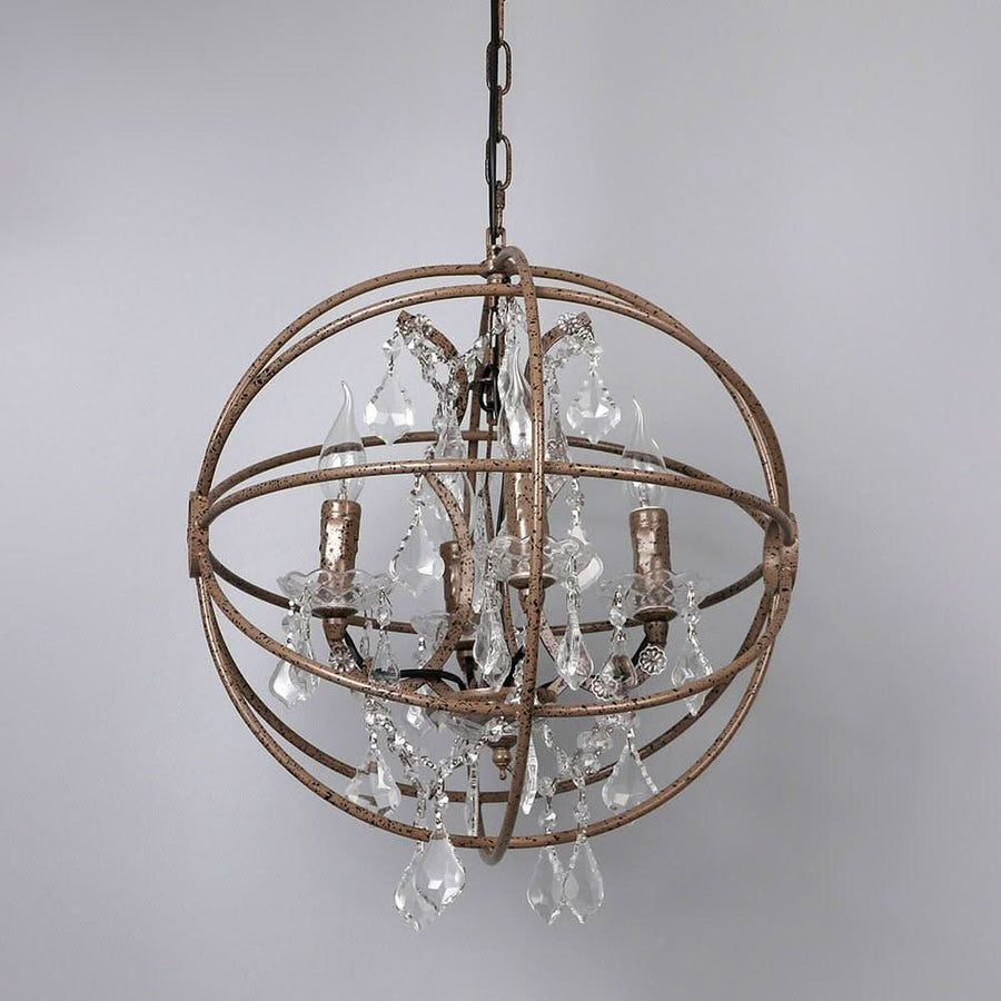 Lustre Vintage Année 70 | Sphère Éclairée - Designix Lustre 4 Lumières