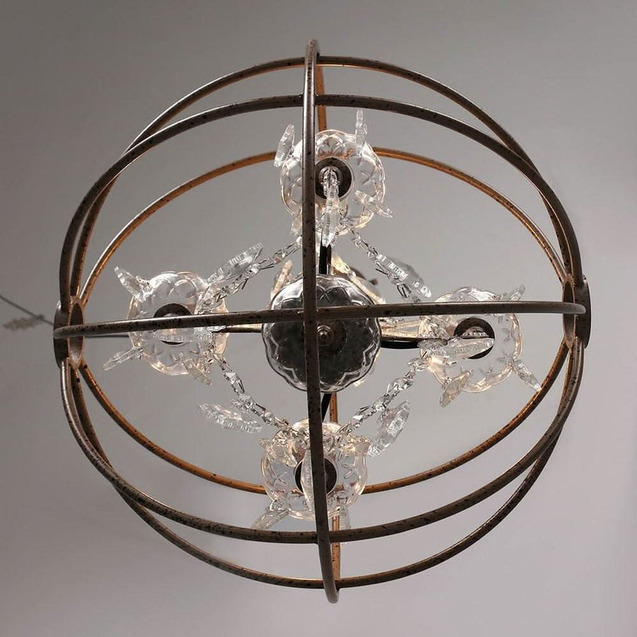 Lustre Vintage Année 70 | Sphère Éclairée - Designix Lustre 4 Lumières