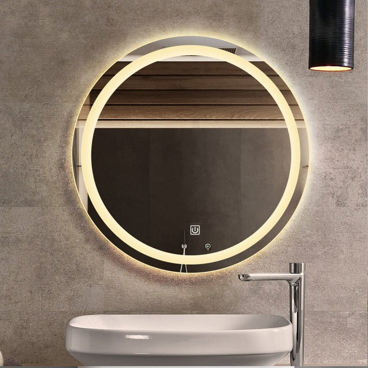Miroir Rond Salle de Bain LED | Éclat Énigmatique | Designix - Miroir LED Jaune 50cm  - https://designix.fr/