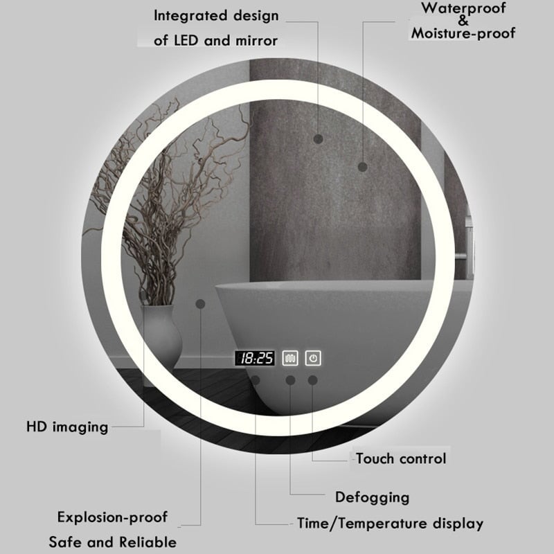 Miroir Rond Salle de Bain LED | Éclat Énigmatique | Designix - Miroir    - https://designix.fr/