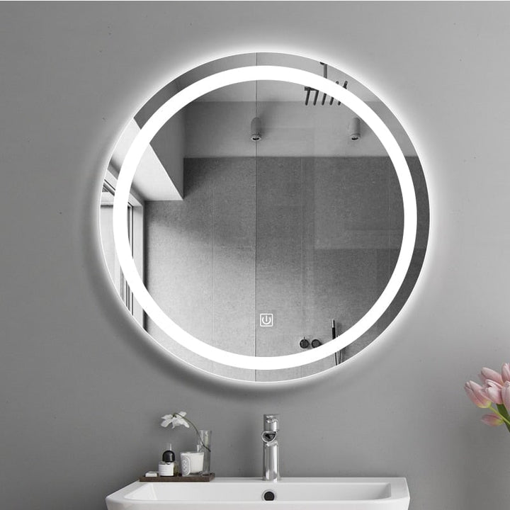Miroir Rond Salle de Bain LED | Éclat Énigmatique | Designix - Miroir LED Blanche 50cm  - https://designix.fr/