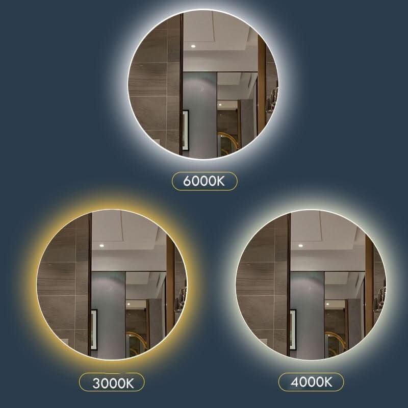 Miroir Rond Salle de Bain | Miroir Éclipsa - Designix Miroir 3 Couleurs | 40cm | Horloge