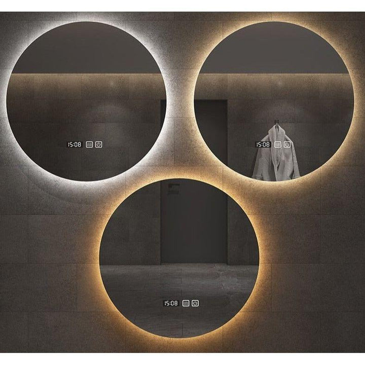 Miroir Rond Salle de Bain | Miroir Éclipsa - Designix Miroir 3 Couleurs | 40cm | Horloge