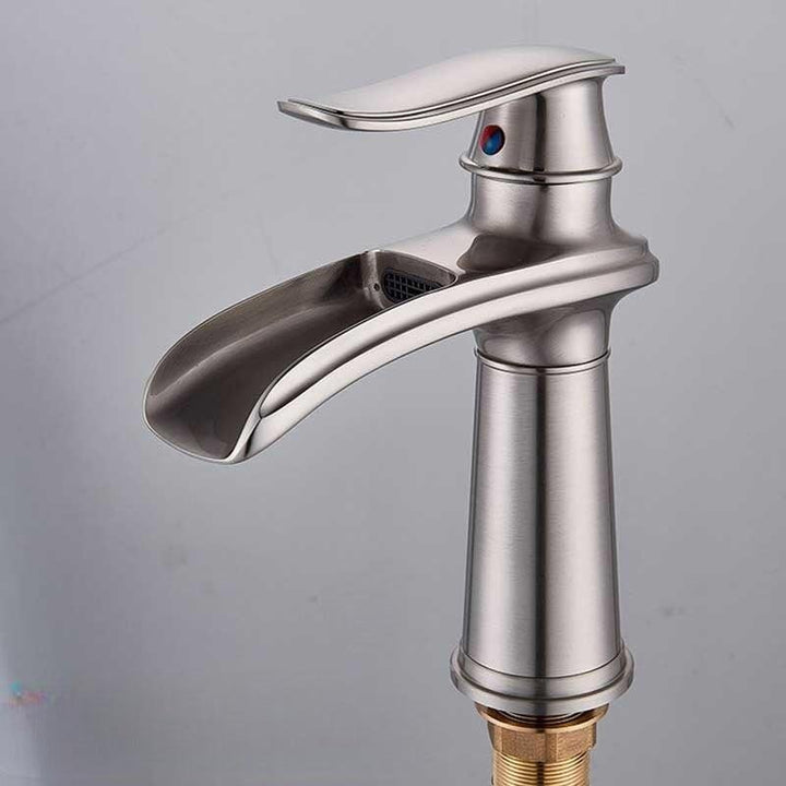 Mitigeur Cascade Lavabo | Éclat Créatif - Designix Mitigeur Lavabo 20 cm | Métal Brossé