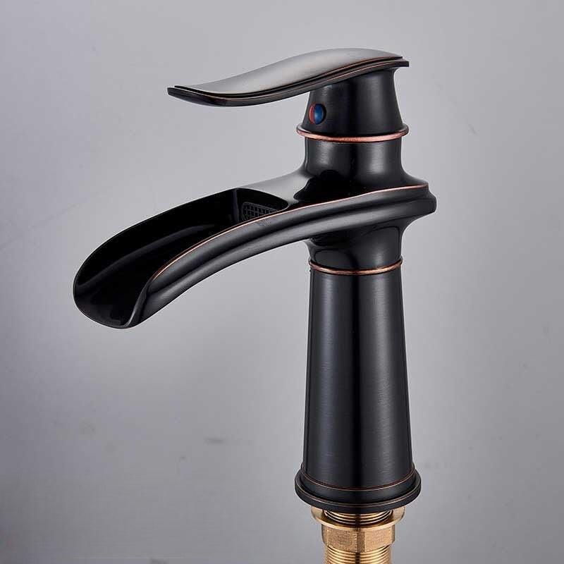 Mitigeur Cascade Lavabo | Éclat Créatif | Designix - Mitigeur Lavabo 20 cm | Bronze Noir   - https://designix.fr/