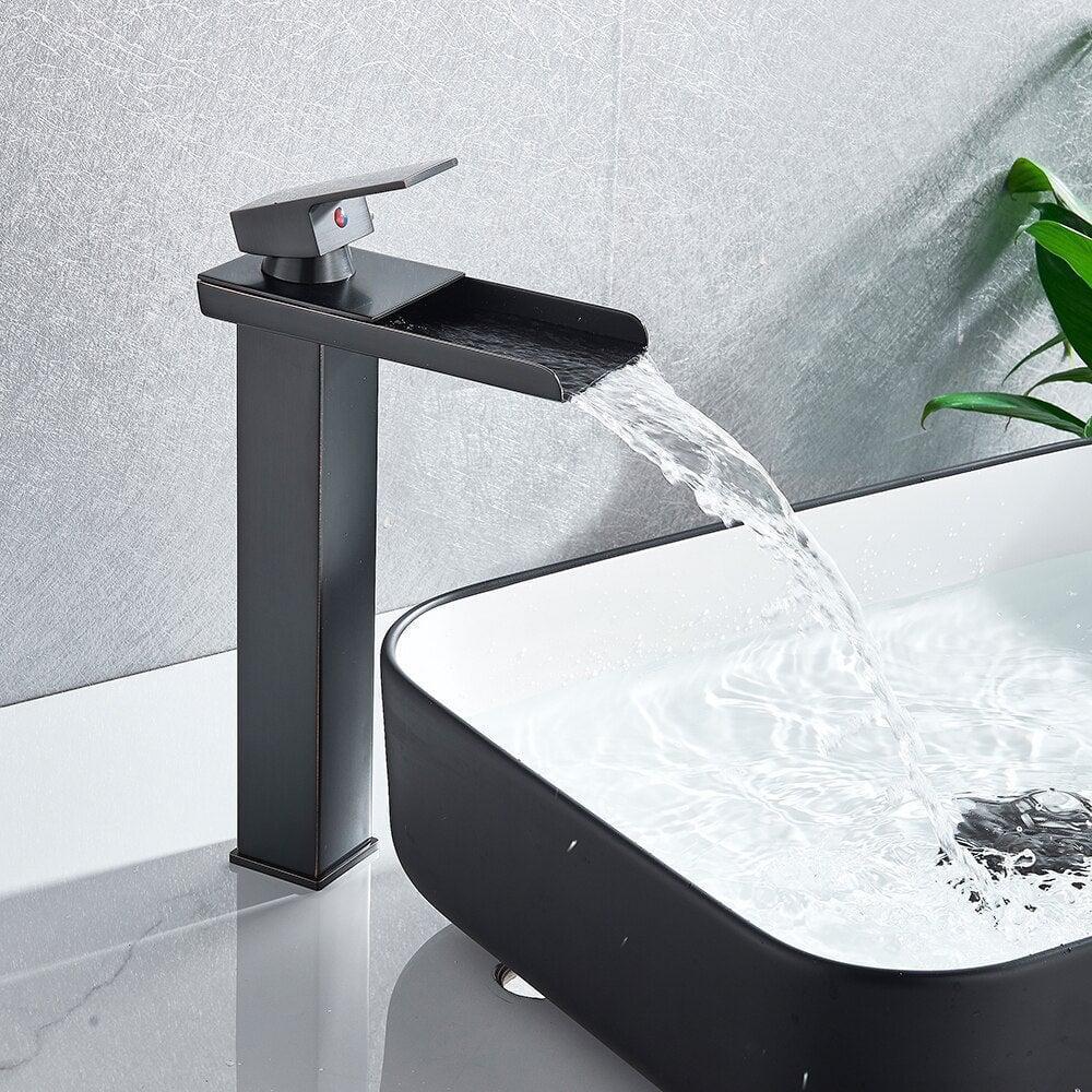 Mitigeur Cascade Lavabo | Essence Chromatique - Designix Mitigeur Lavabo 27 cm | Blanc