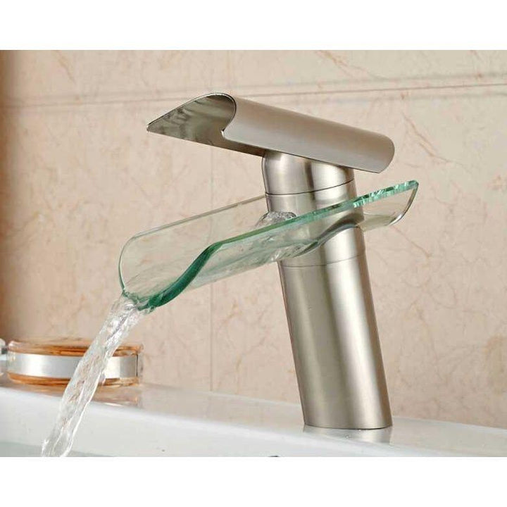 Mitigeur Cascade Lavabo | Splendeur Naturelle - Designix Mitigeur Lavabo 17.7 cm | Or Brossé