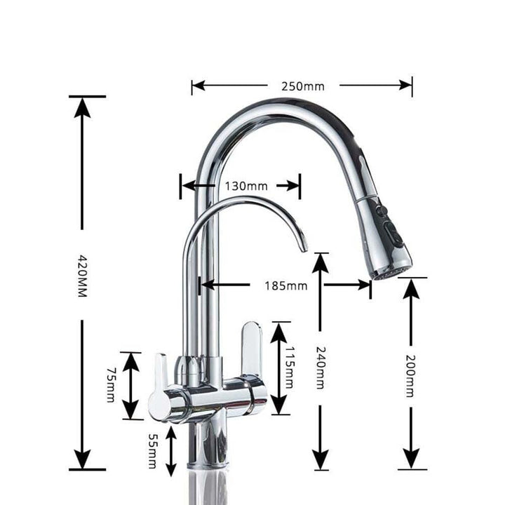 Mitigeur Cuisine à Double Sortie | Élégance Culinaria - Designix Mitigeur cuisine Nickel brossé