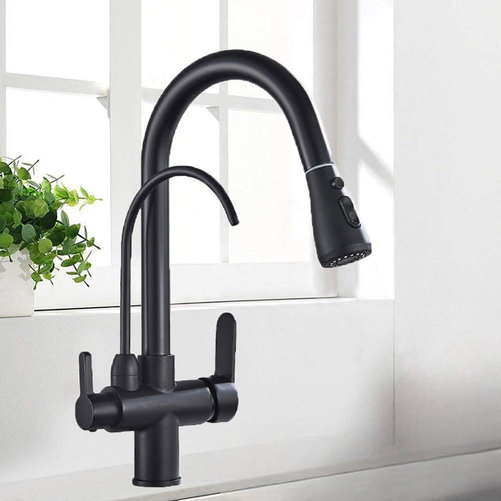 Mitigeur Cuisine à Double Sortie | Élégance Culinaria - Designix Mitigeur cuisine Noir