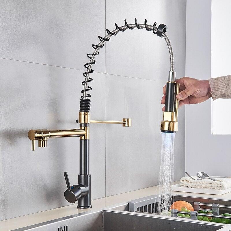 Mitigeur Cuisine LED | Lumina Flow - Designix Mitigeur cuisine LED Doré et Noir