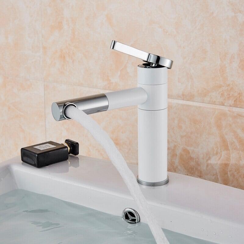 Mitigeur Lavabo 360° | Équilibre Géométrique - Designix Mitigeur Lavabo Blanc & Chrome