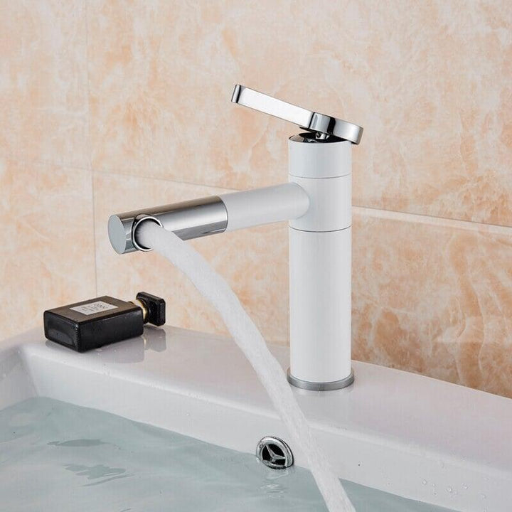 Mitigeur Lavabo 360° | Équilibre Géométrique - Designix Mitigeur Lavabo Blanc & Chrome