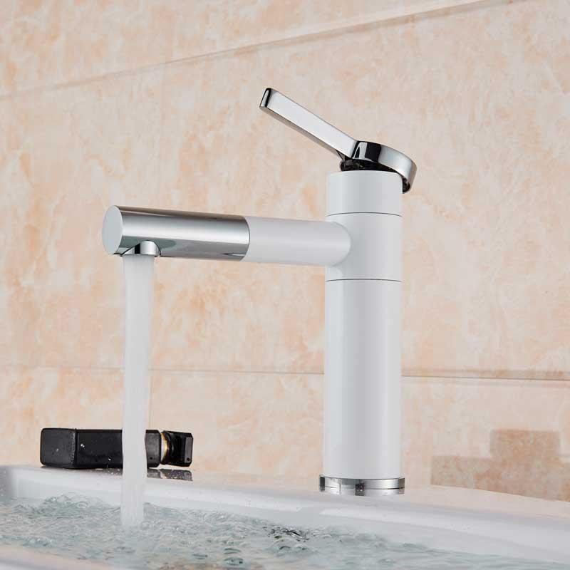 Mitigeur Lavabo 360° | Équilibre Géométrique - Designix Mitigeur Lavabo Blanc & Chrome