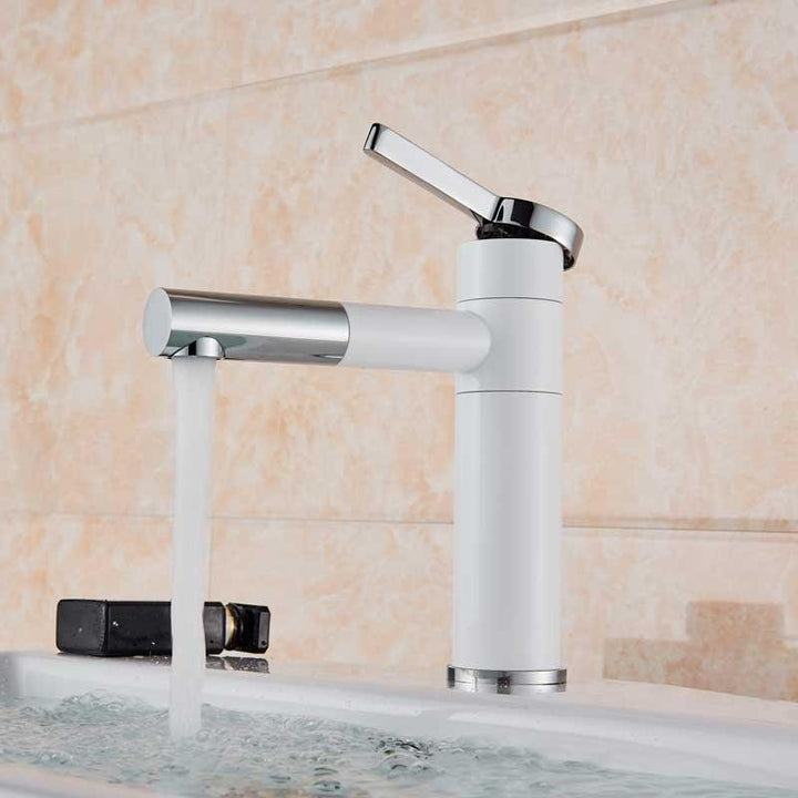 Mitigeur Lavabo 360° | Équilibre Géométrique - Designix Mitigeur Lavabo Blanc & Chrome