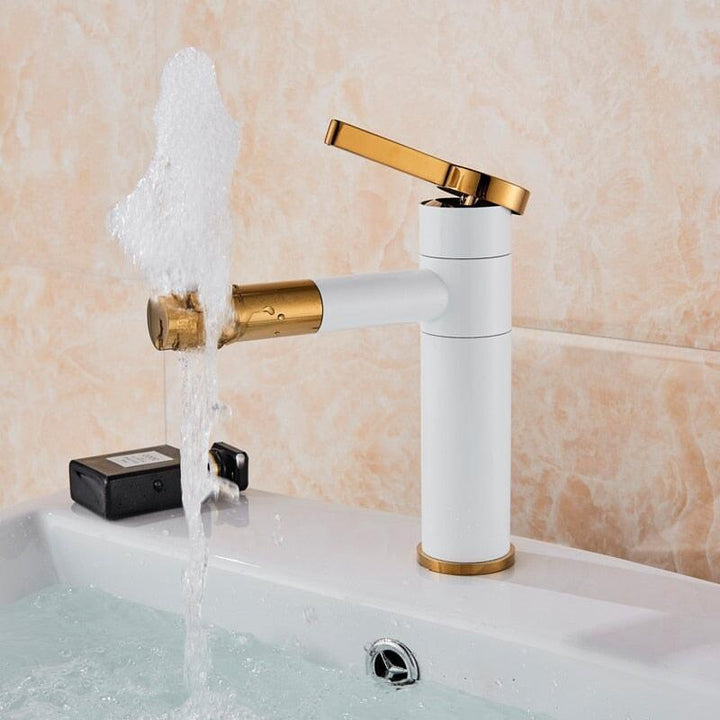 Mitigeur Lavabo 360° | Équilibre Géométrique - Designix Mitigeur Lavabo Blanc & Chrome