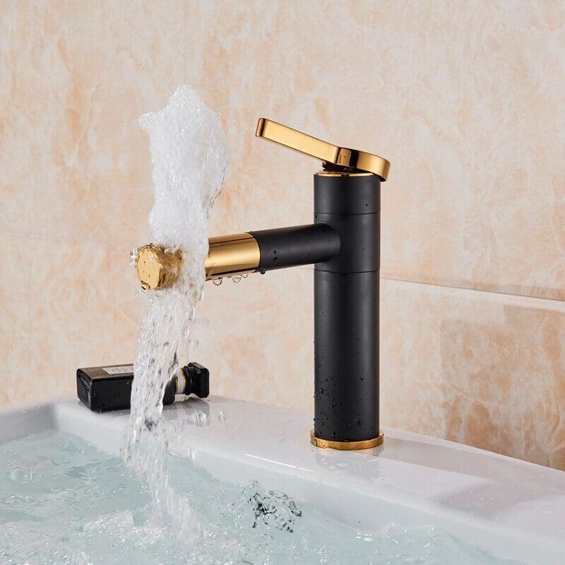 Mitigeur Lavabo 360° | Équilibre Géométrique - Designix Mitigeur Lavabo Noir & Or