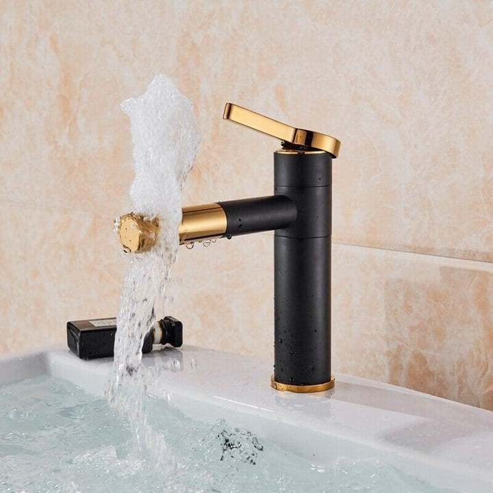 Mitigeur Lavabo 360° | Équilibre Géométrique - Designix Mitigeur Lavabo Noir & Or