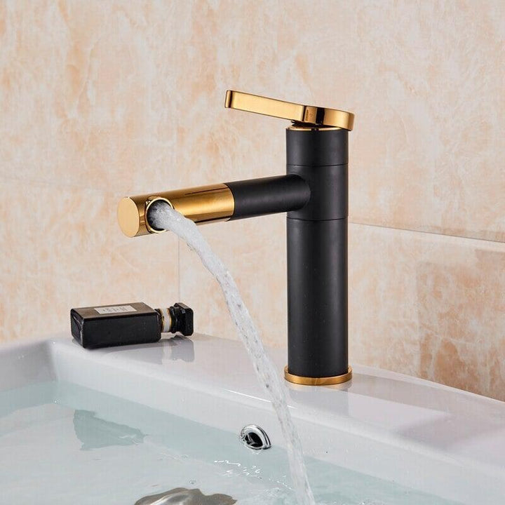 Mitigeur Lavabo 360° | Équilibre Géométrique - Designix Mitigeur Lavabo Noir & Or