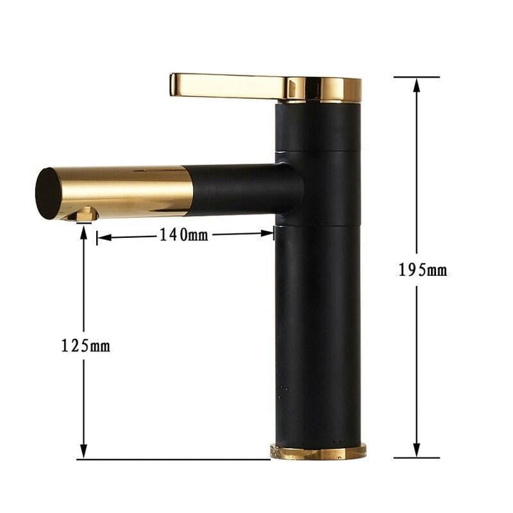 Mitigeur Lavabo 360° | Équilibre Géométrique - Designix Mitigeur Lavabo Noir & Or