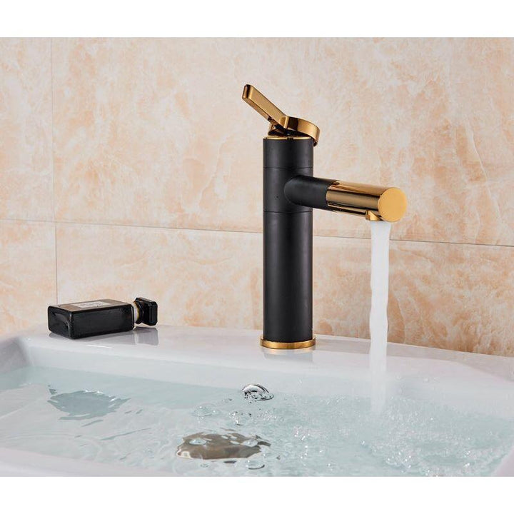 Mitigeur Lavabo 360° | Équilibre Géométrique - Designix Mitigeur Lavabo Noir & Or