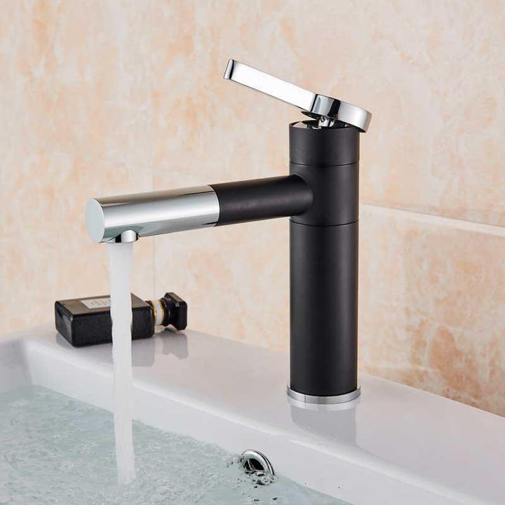 Mitigeur Lavabo 360° | Équilibre Géométrique | Designix - Mitigeur Lavabo Noir & Chrome   - https://designix.fr/