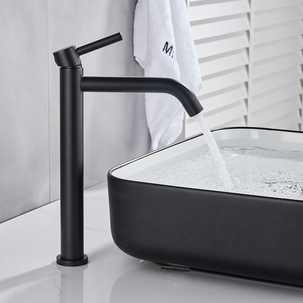 Mitigeur Lavabo Bec en Cascade | Éclat Brillant - Designix Mitigeur Lavabo Noir