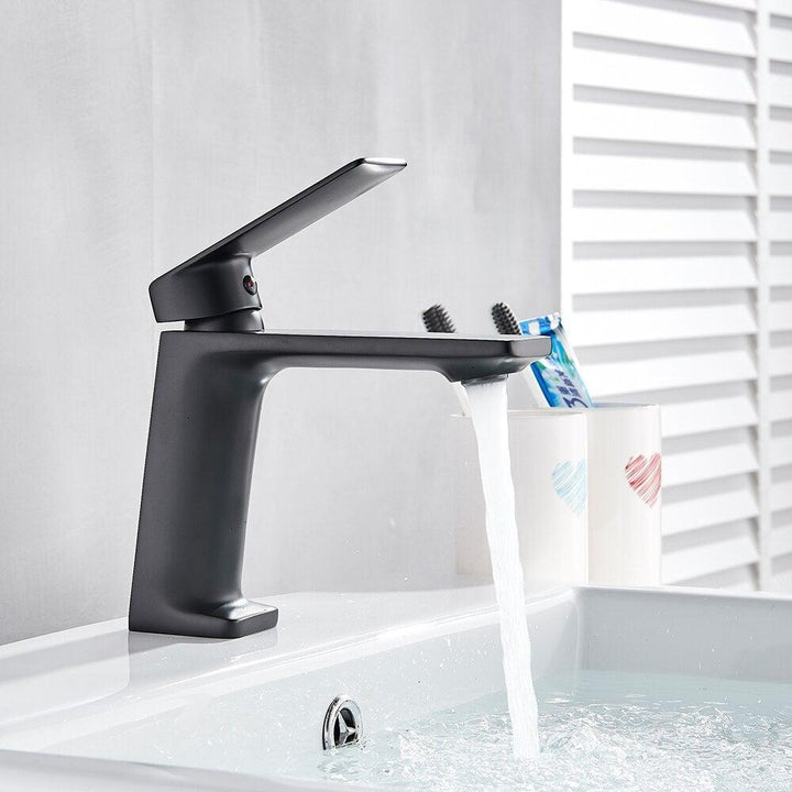 Mitigeur Lavabo Bec Long | Charme Épuré - Designix Mitigeur Lavabo Blanc & Or
