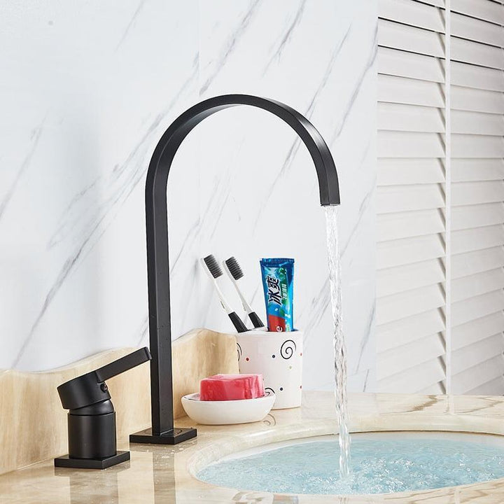 Mitigeur Lavabo Col de Cygne | Élégance Moderne | Designix - Mitigeur Lavabo Noir Mat - https://designix.fr/