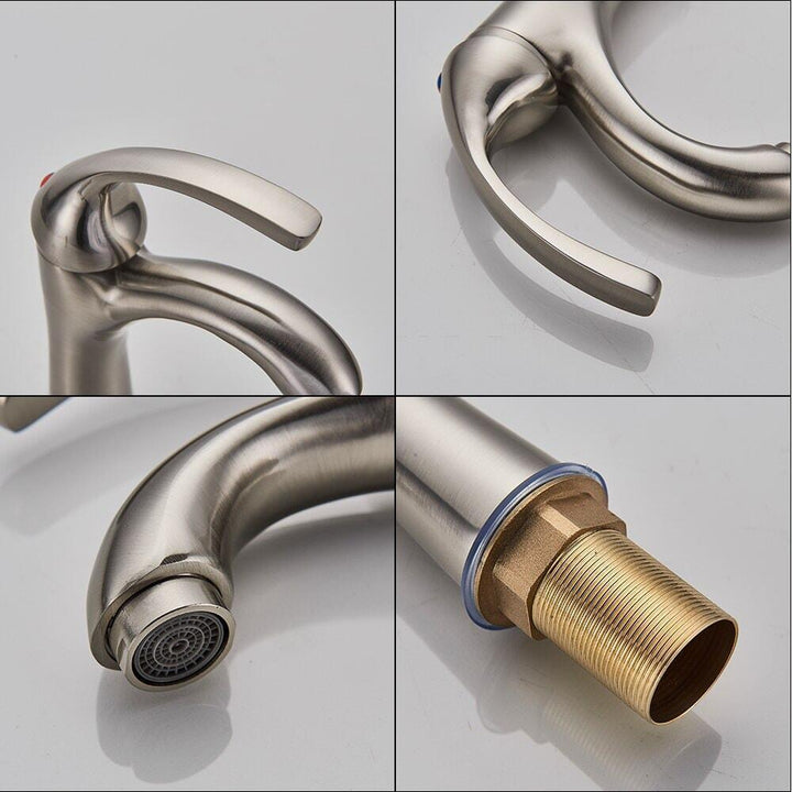 Mitigeur Lavabo Courbé | Ligne Élégante - Designix Mitigeur Lavabo Métal Brossé