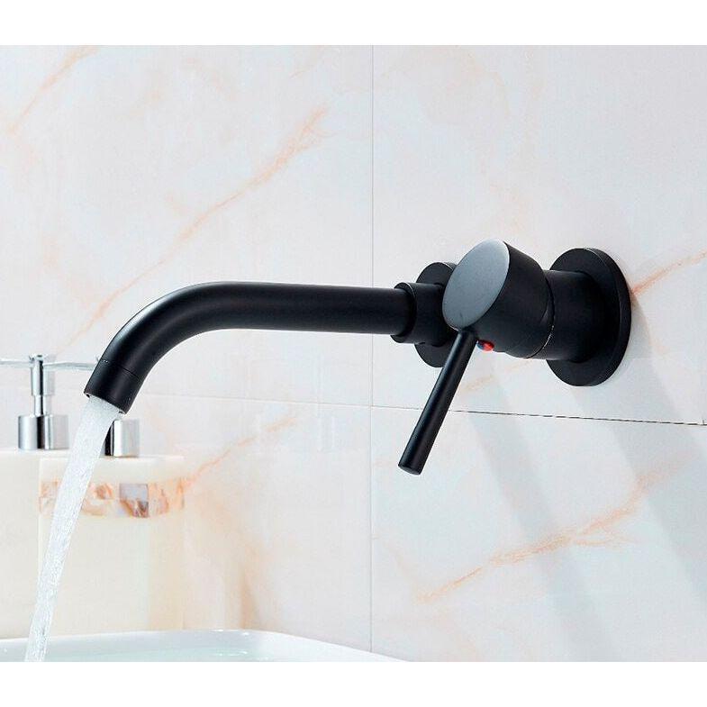 Mitigeur Lavabo Mural | Brillant Équilibre - Designix Mitigeur Lavabo Noir Mat