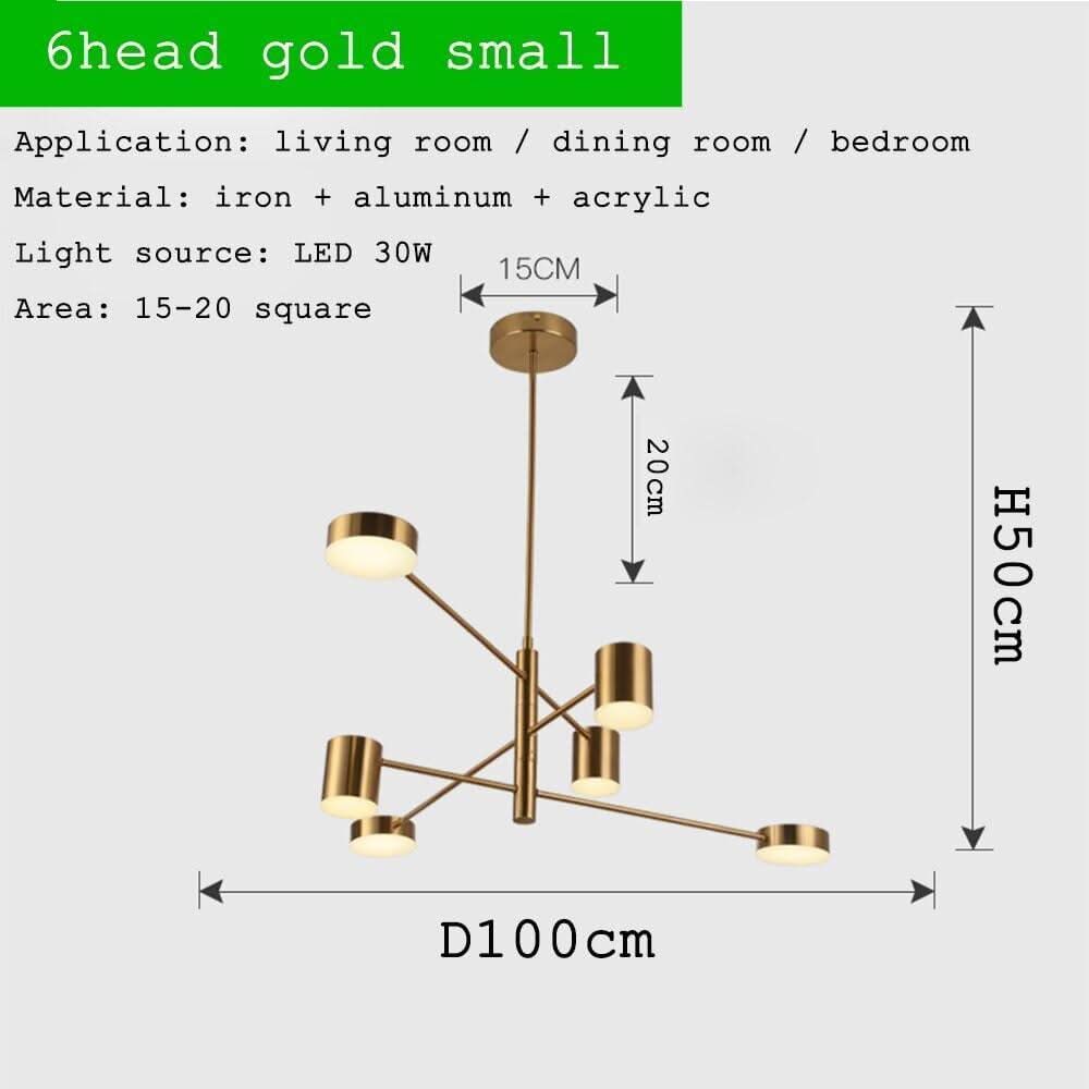 Modern LED Chandelier Long Pole Design Hanging Lamps Living Room Decoration Light Fixtures Interior Lighting Gold Chandelier | Designix - 0 6heads gold small Warm White remote control - https://designix.fr/