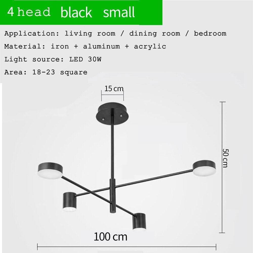 Modern LED Chandelier Long Pole Design Hanging Lamps Living Room Decoration Light Fixtures Interior Lighting Gold Chandelier | Designix - 0 4head black small Warm White remote control - https://designix.fr/