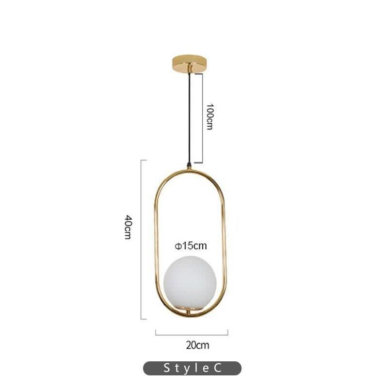 Nordic Modern Glass Ball Pendant Lights Vintage Hoop Led Hanging Lamp For Living Room Restaurant Lamp E27 Light Bulb Gold | Designix - 0 pendant lights C China Golden|Cold White - https://designix.fr/